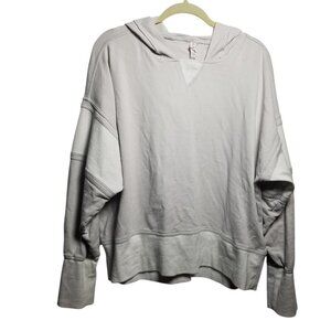 Daily Practice by anthropologie Women's Beige White Oversize Boxy Hoodie Sz M